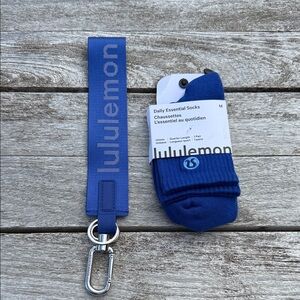 Lululemon Riverside Blue Bundle: Never Lost Keychain + Daily Essential Socks